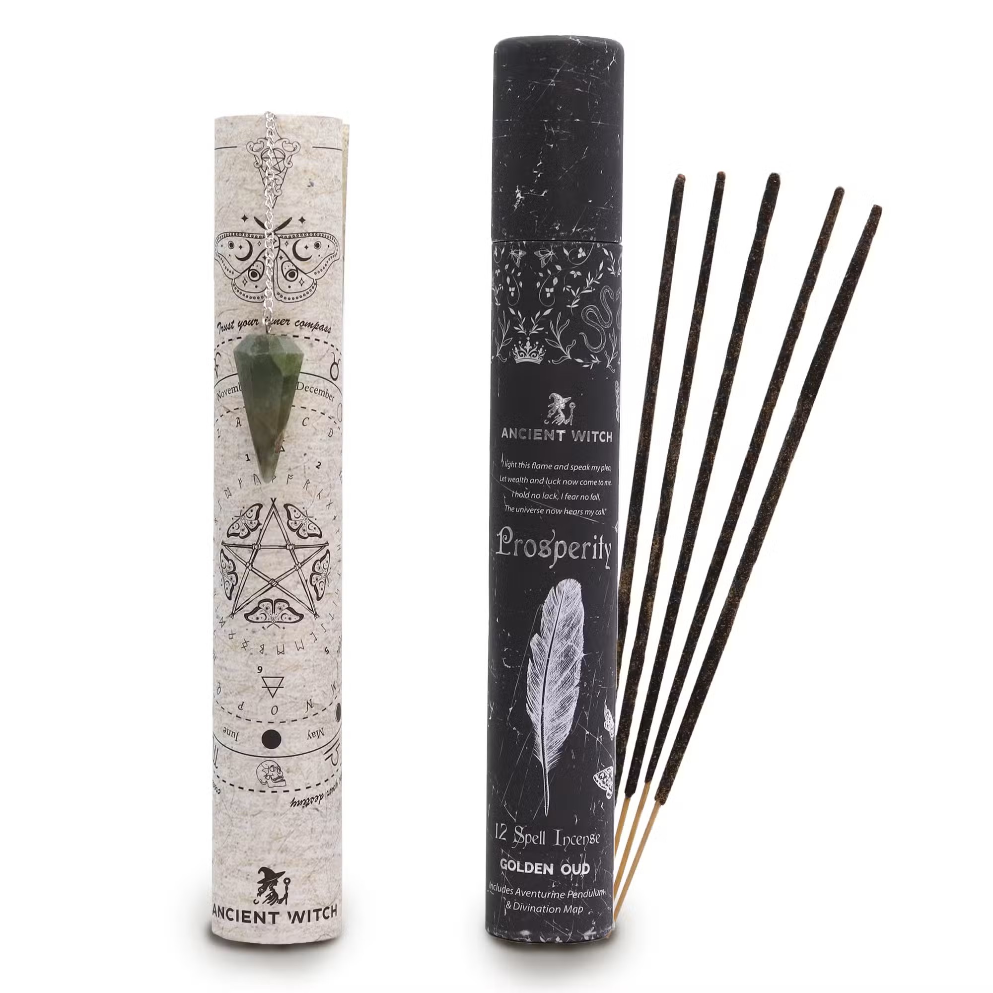 Ancient Witch Spell Incense - Prosperity - Aventurine Pendulum