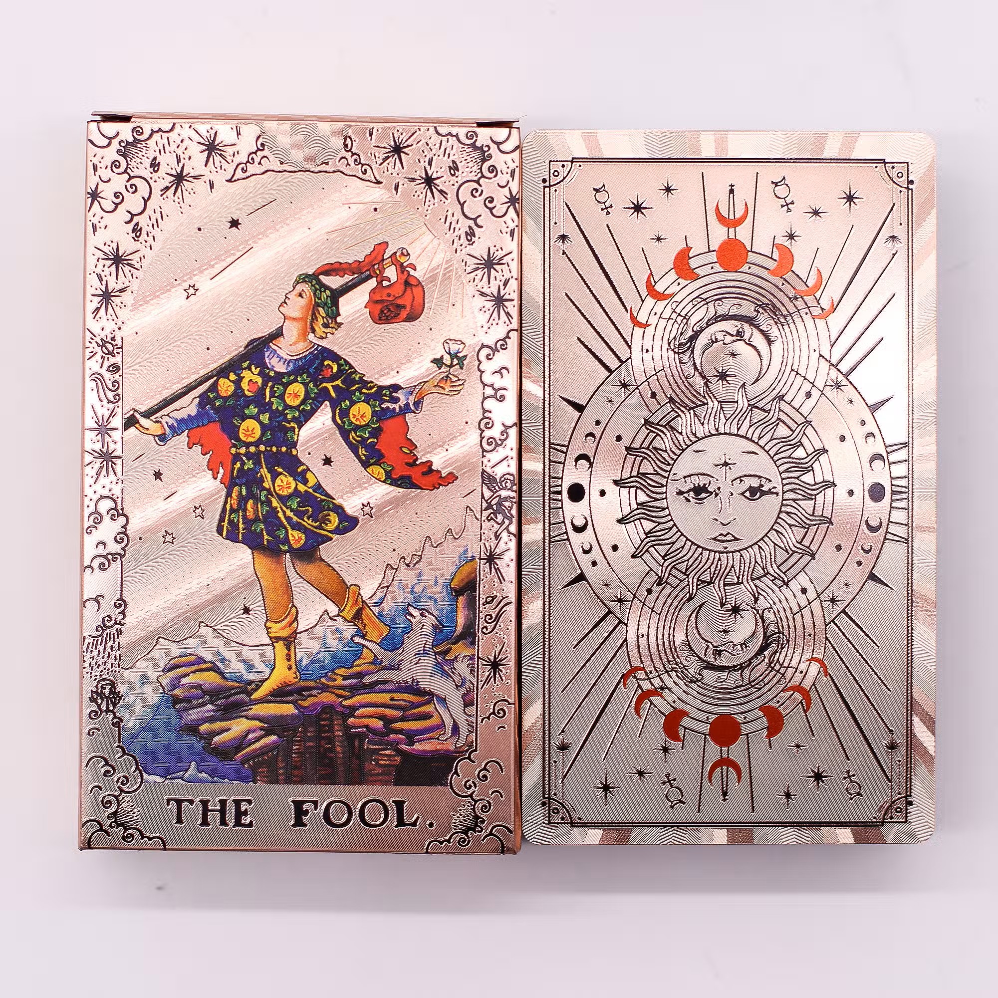 Rose Gold Foil Tarot Card Set - Moon Phase - with booklet