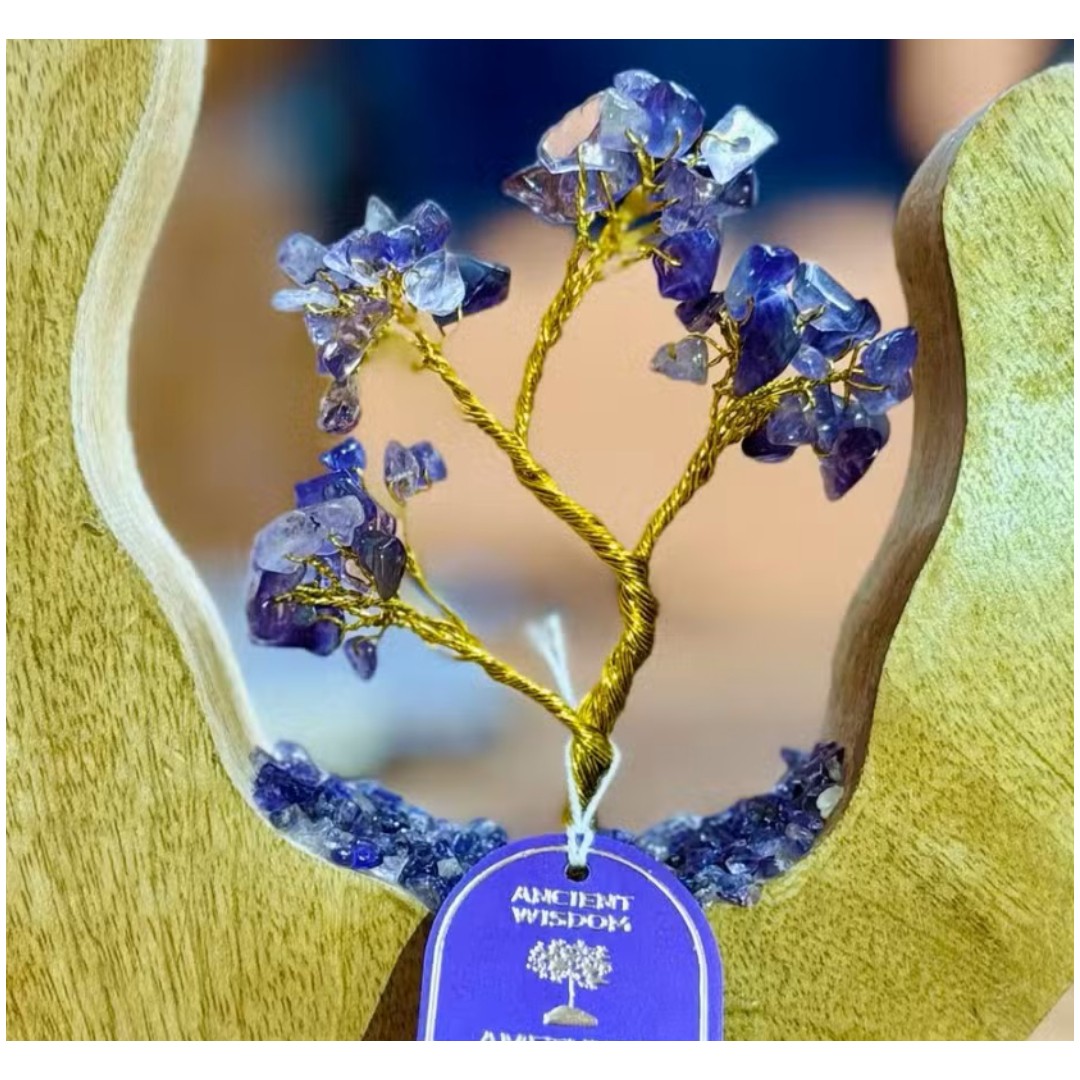 Gemstone Tree Garden - Mango Wood Open Ring - Amethyst - 60 chipstones