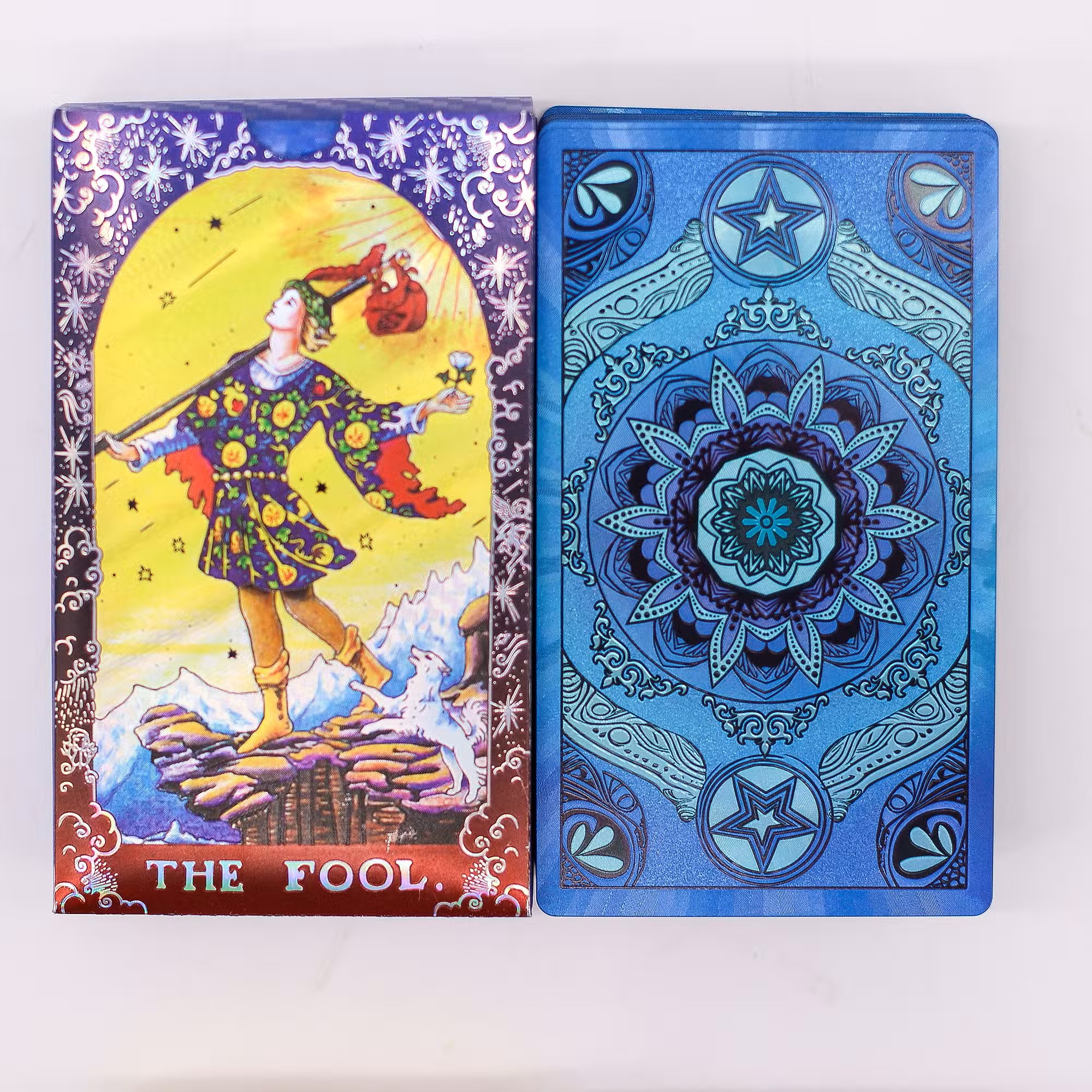 Blue Foil Tarot Card Set - Mandala - with booklet