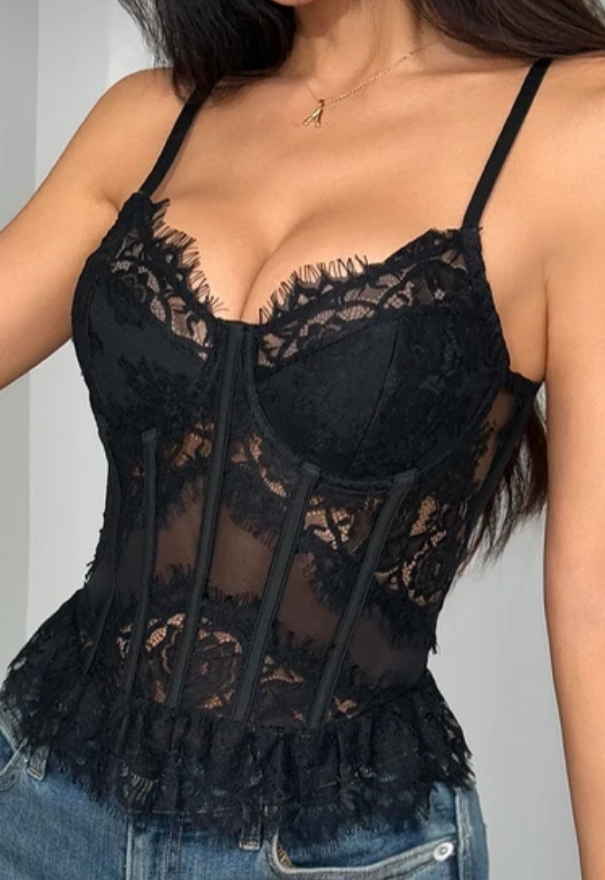Bustier corset en dentelle noir