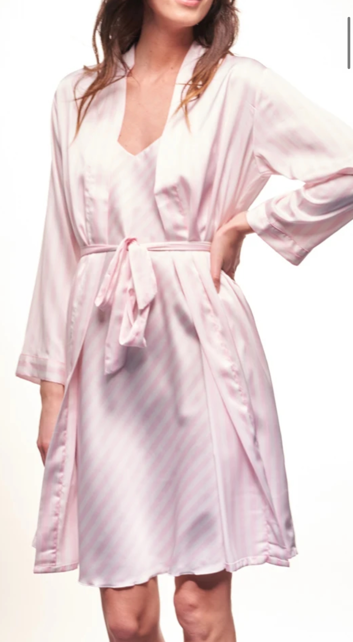 Nuisette & Peignoir en satin rose