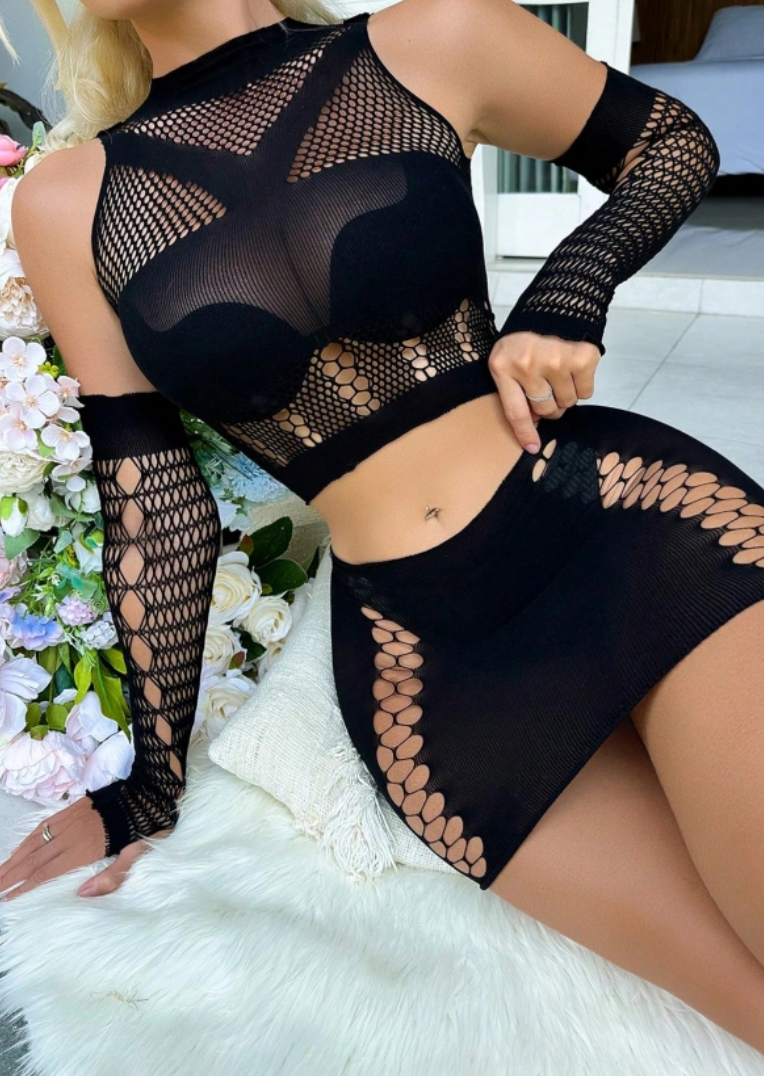 Ensemble sexy en maille noire
