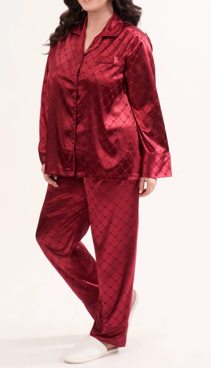 Pyjama en satin bordeaux