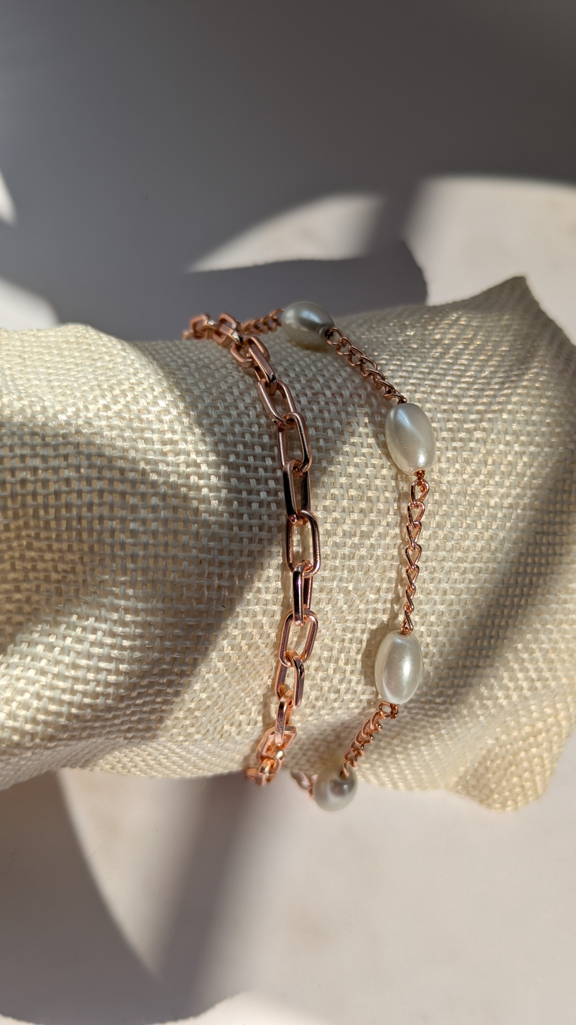 Elegant Pearl and Chain Bracelet Set