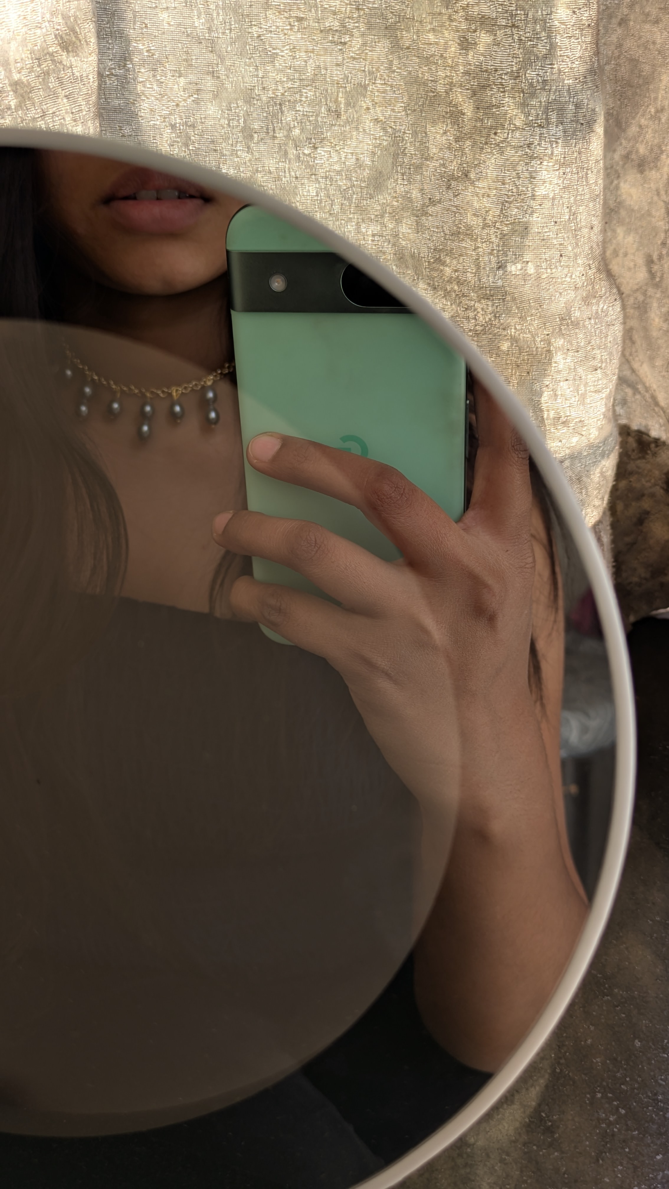 Grey Pearl Drop Chain Necklace