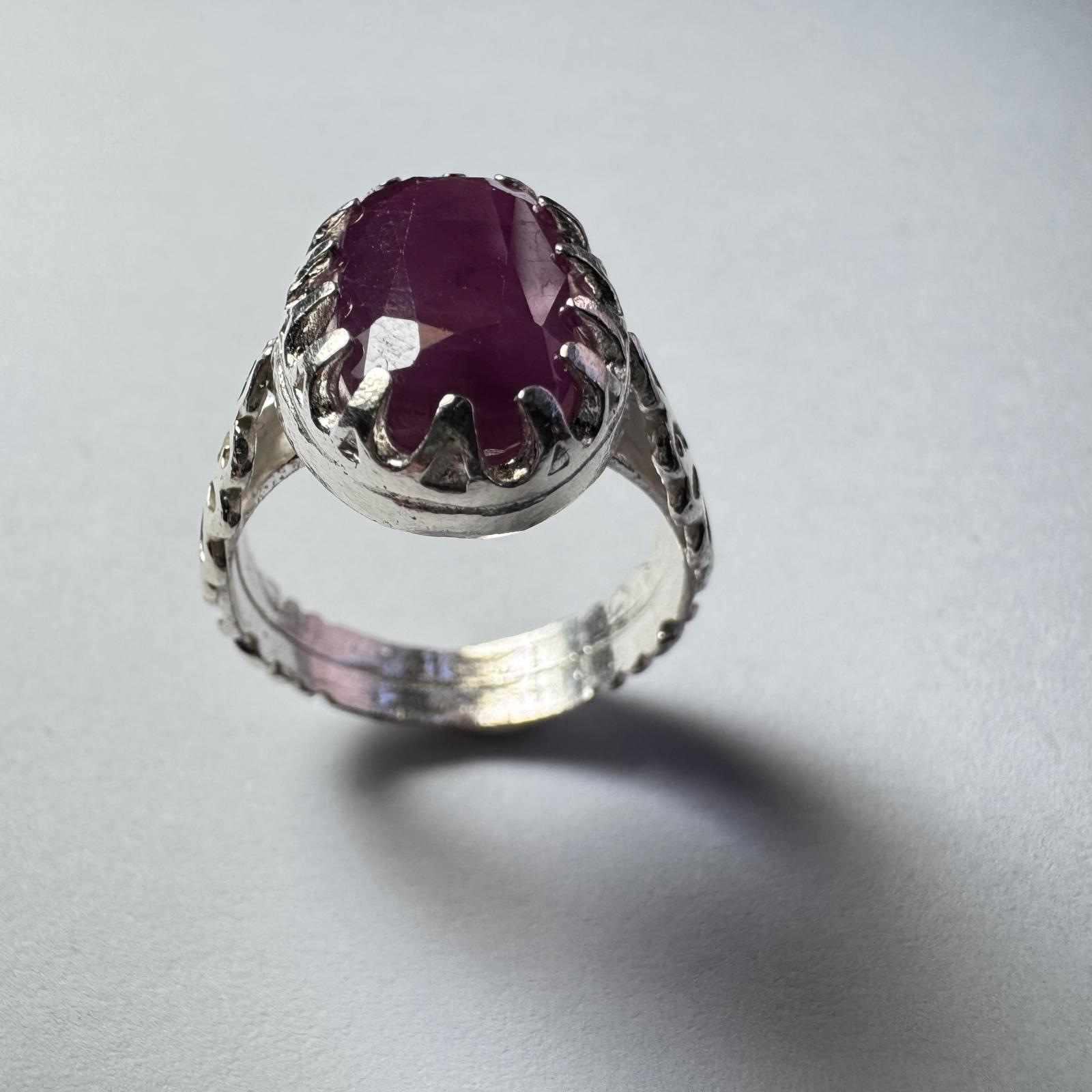 Ruby in Silver Ring   