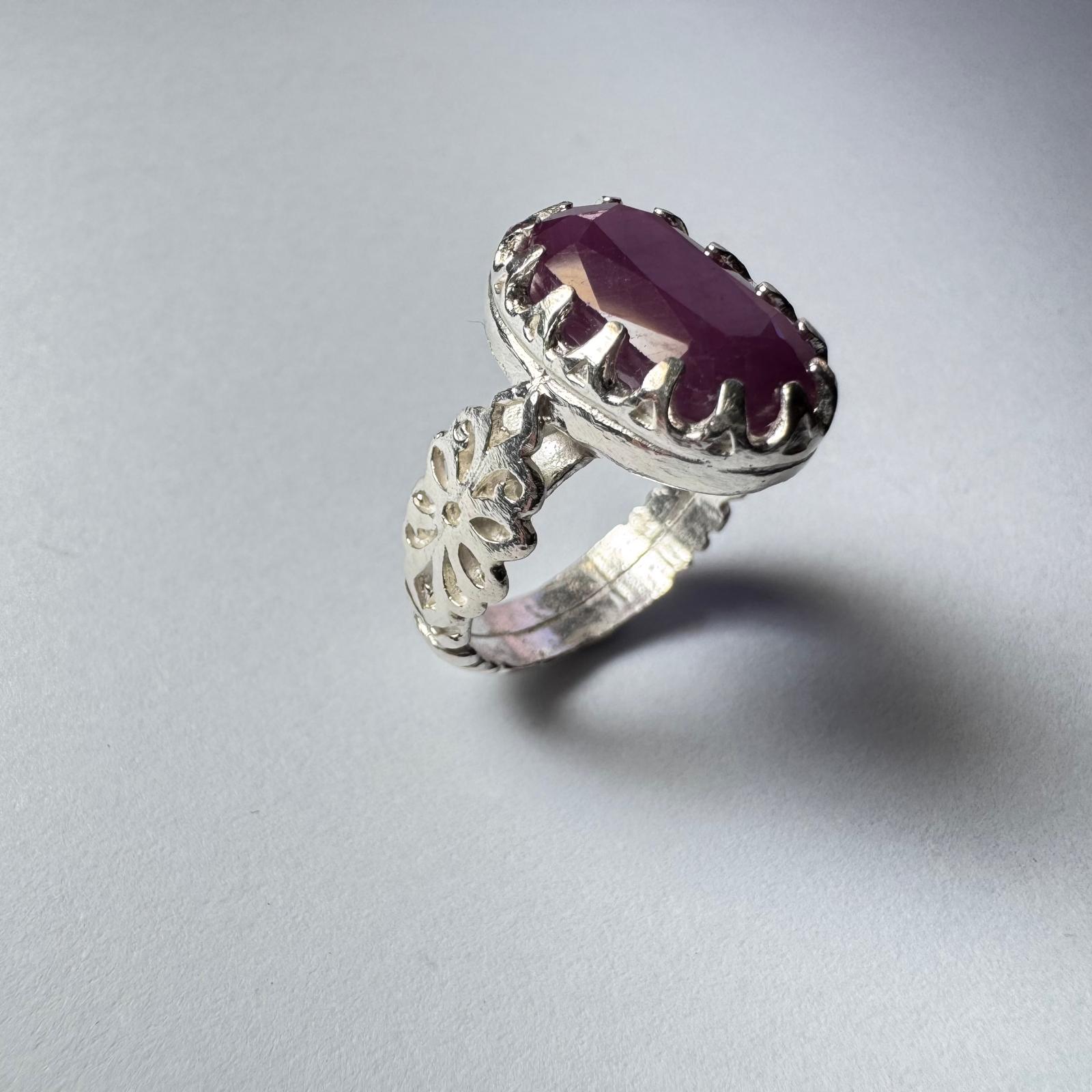 Ruby in Silver Ring   