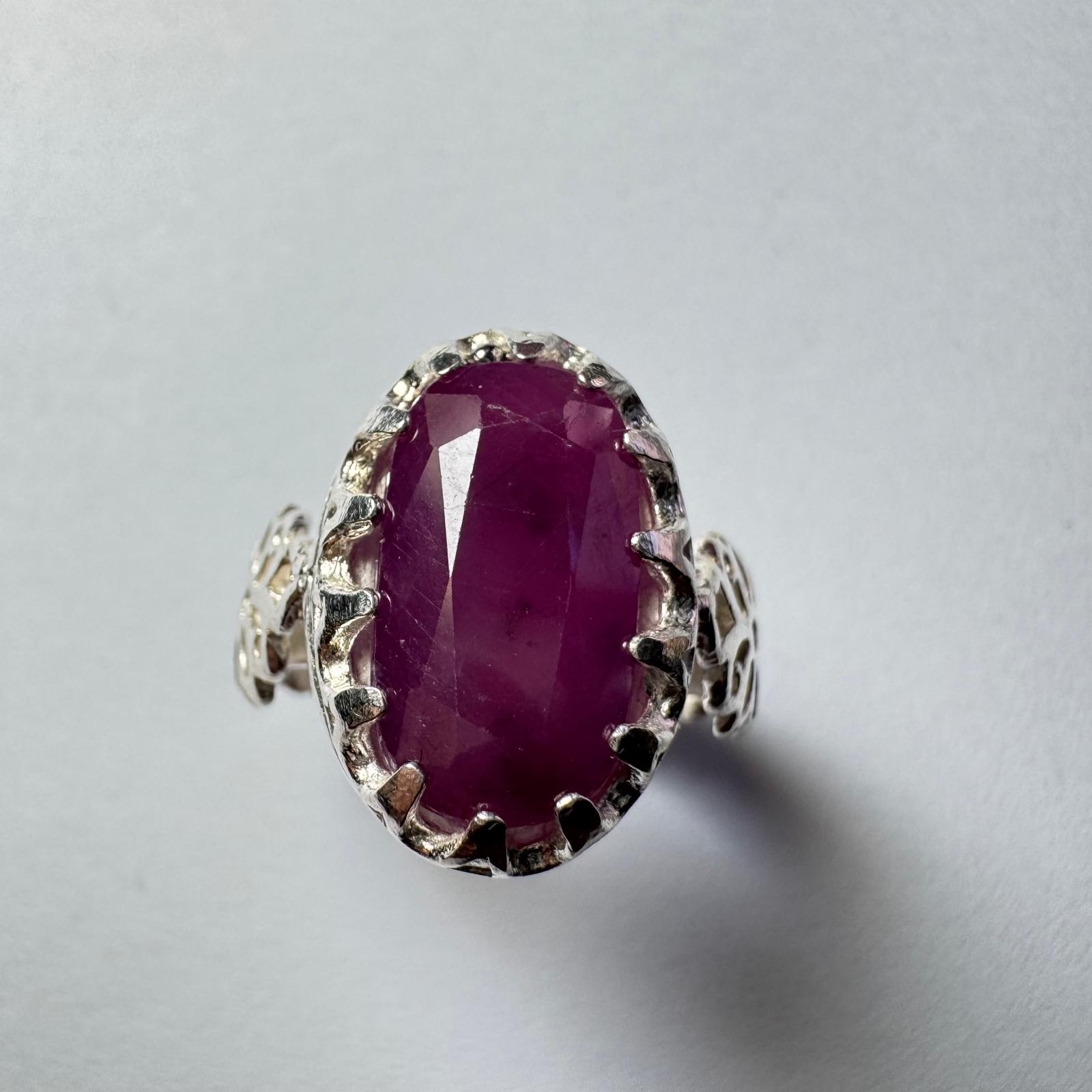 Ruby in Silver Ring   
