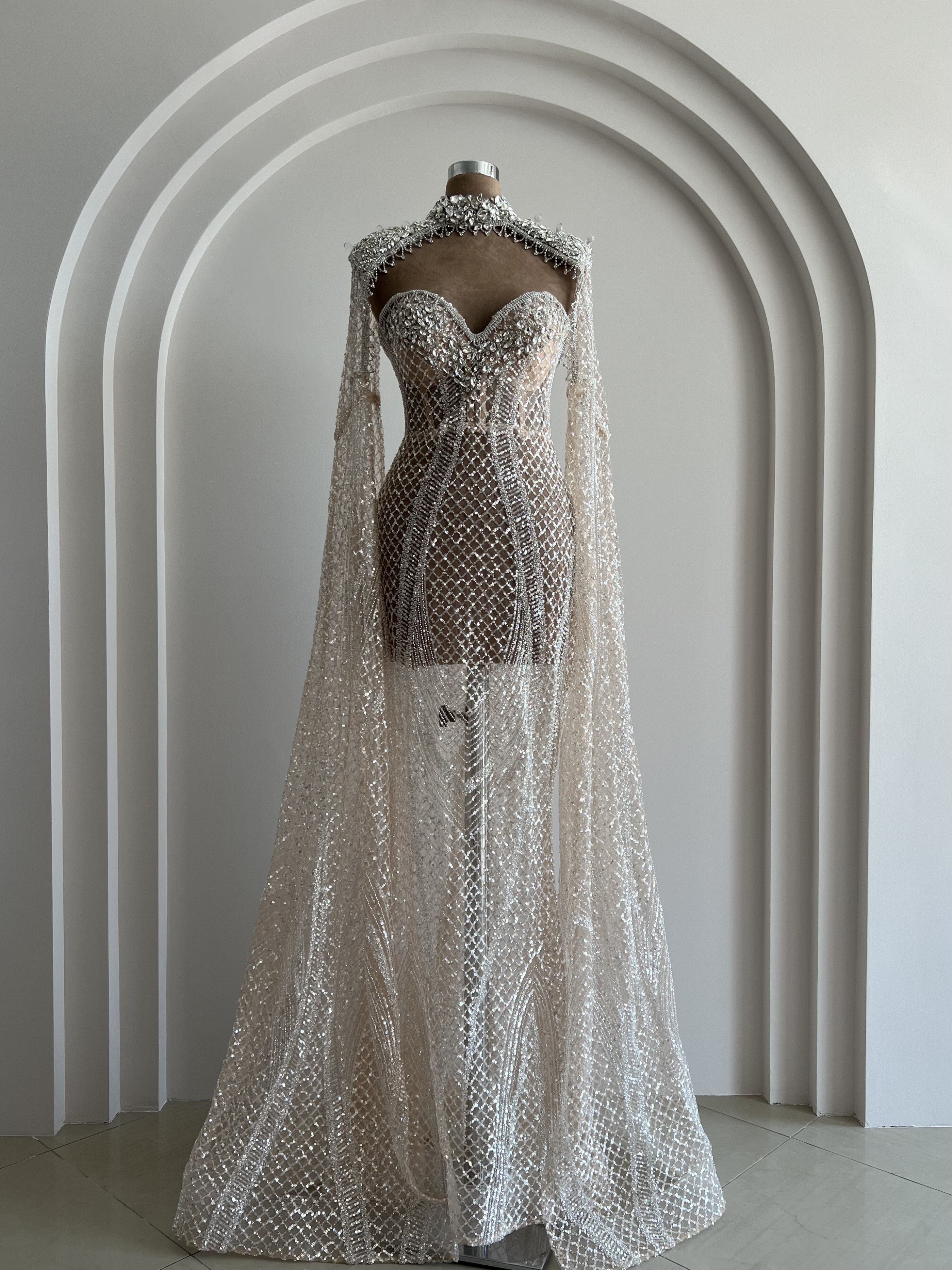 Crystal Embellished Evening Gown