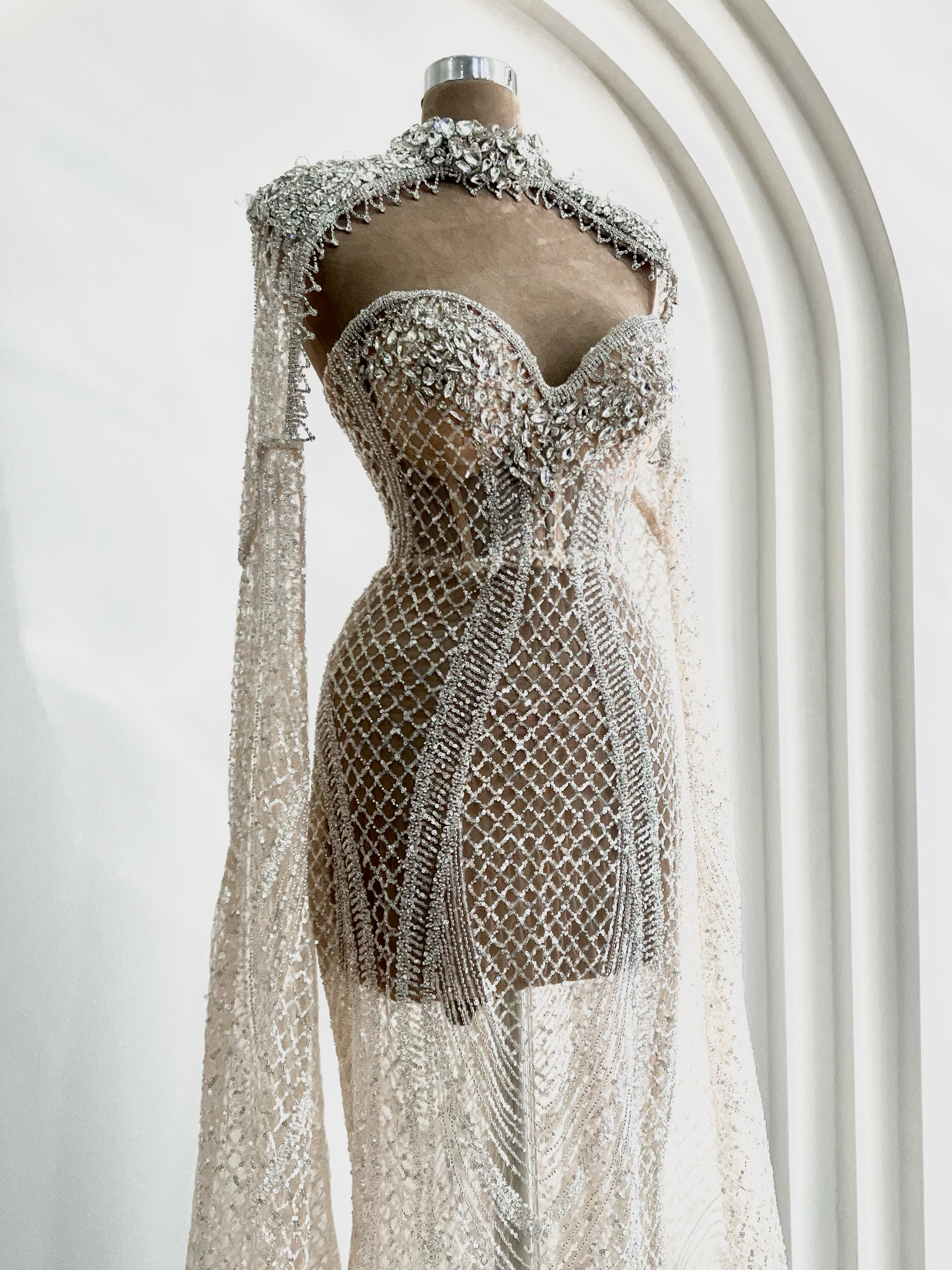 Crystal Embellished Evening Gown