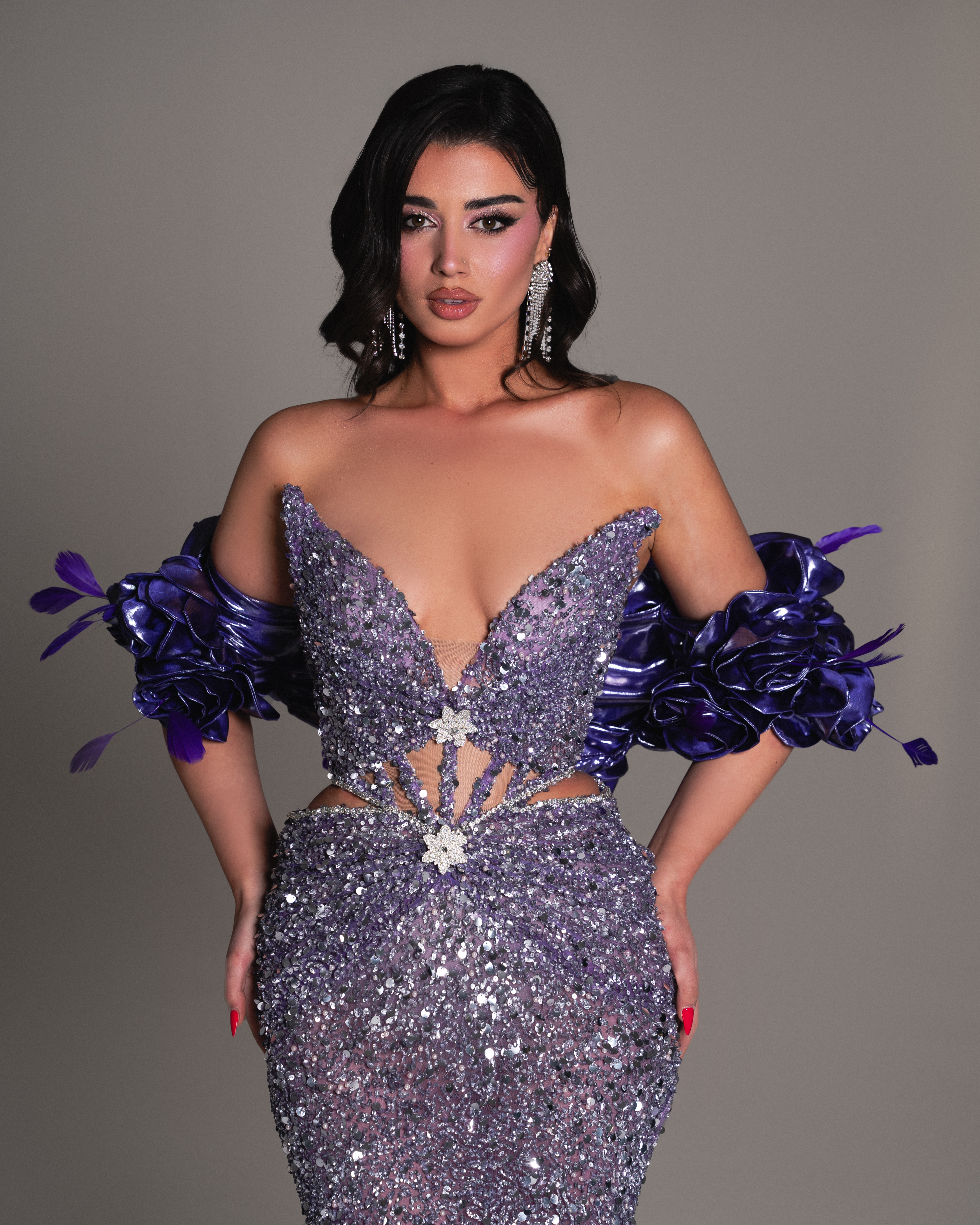 Le Brielle - Spring Collection - Indigo Feathers Dress