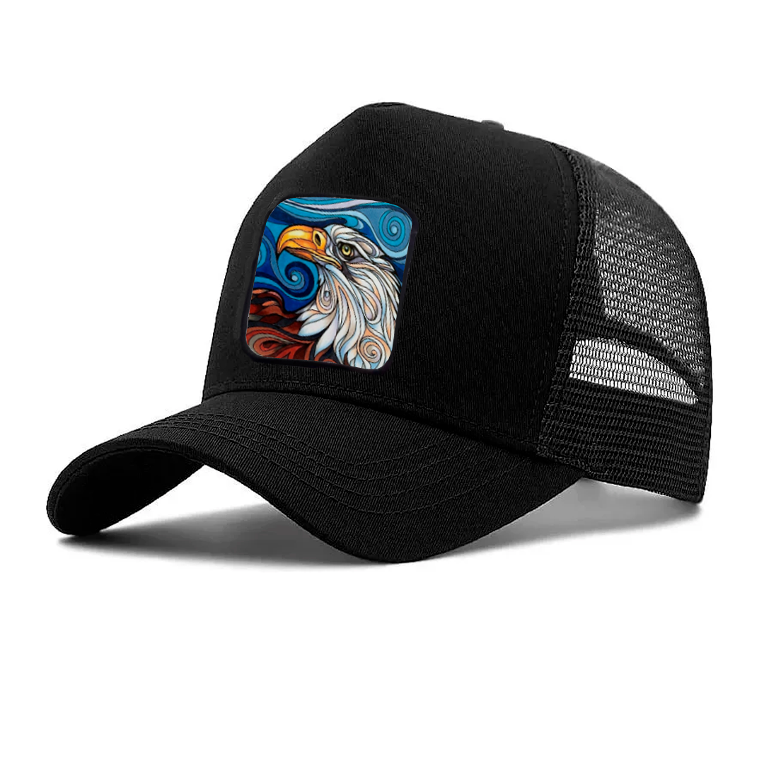 Gorra negra con águila artística