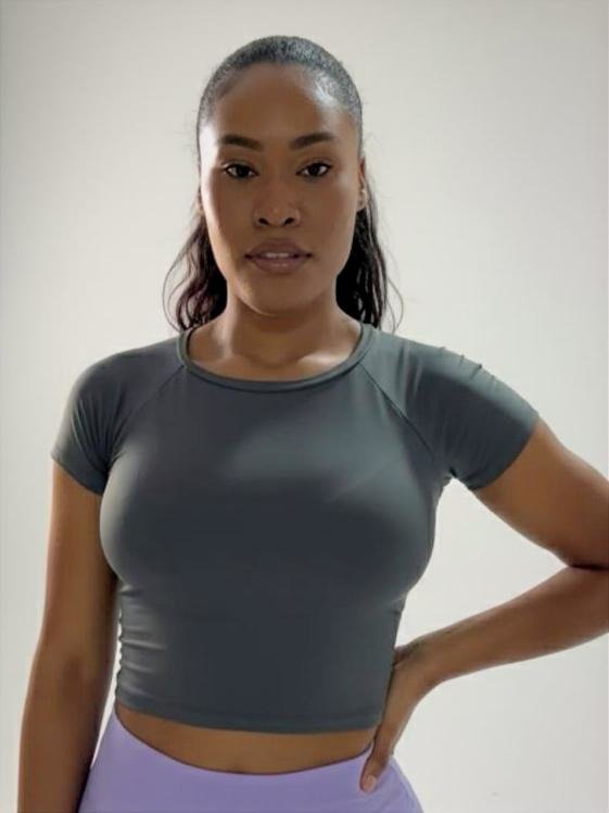 Blusa de Manga Fitness Feminina - Cinza