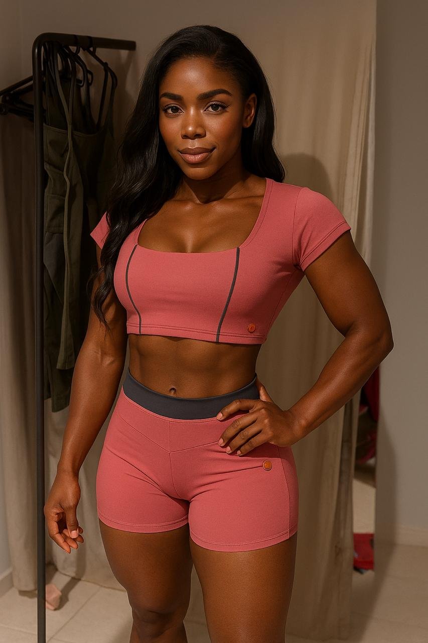 Conjunto Fitness Short e Top Manguinha