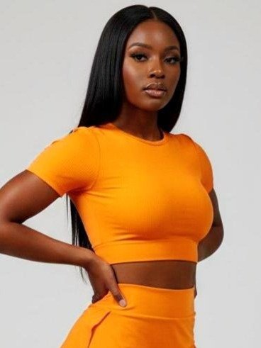 Blusa de Manga Fitness Feminina - Laranja