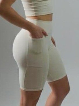 Bermuda Fitness Feminina com Bolso - Branco Gelo