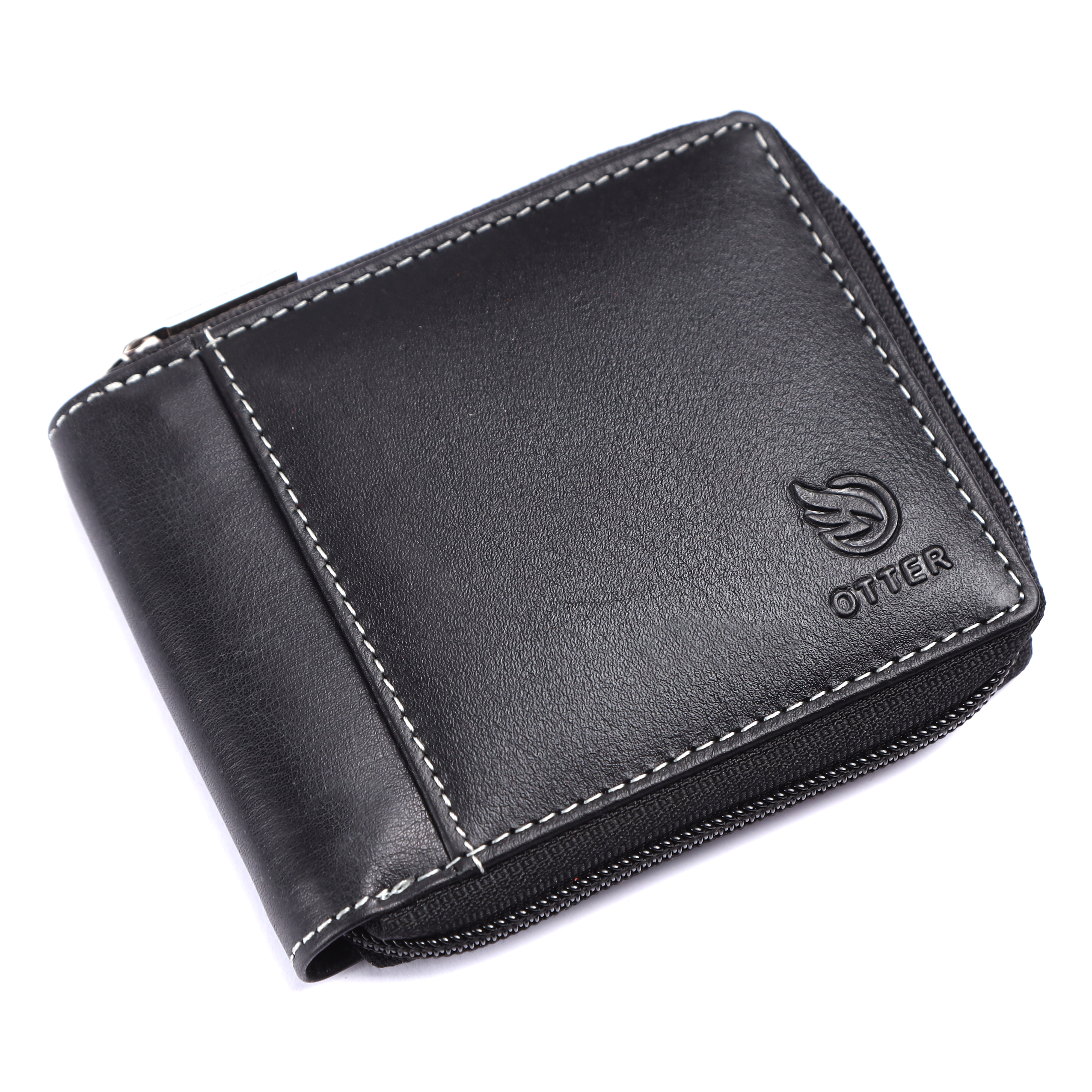 Otter Black Leather Wallet