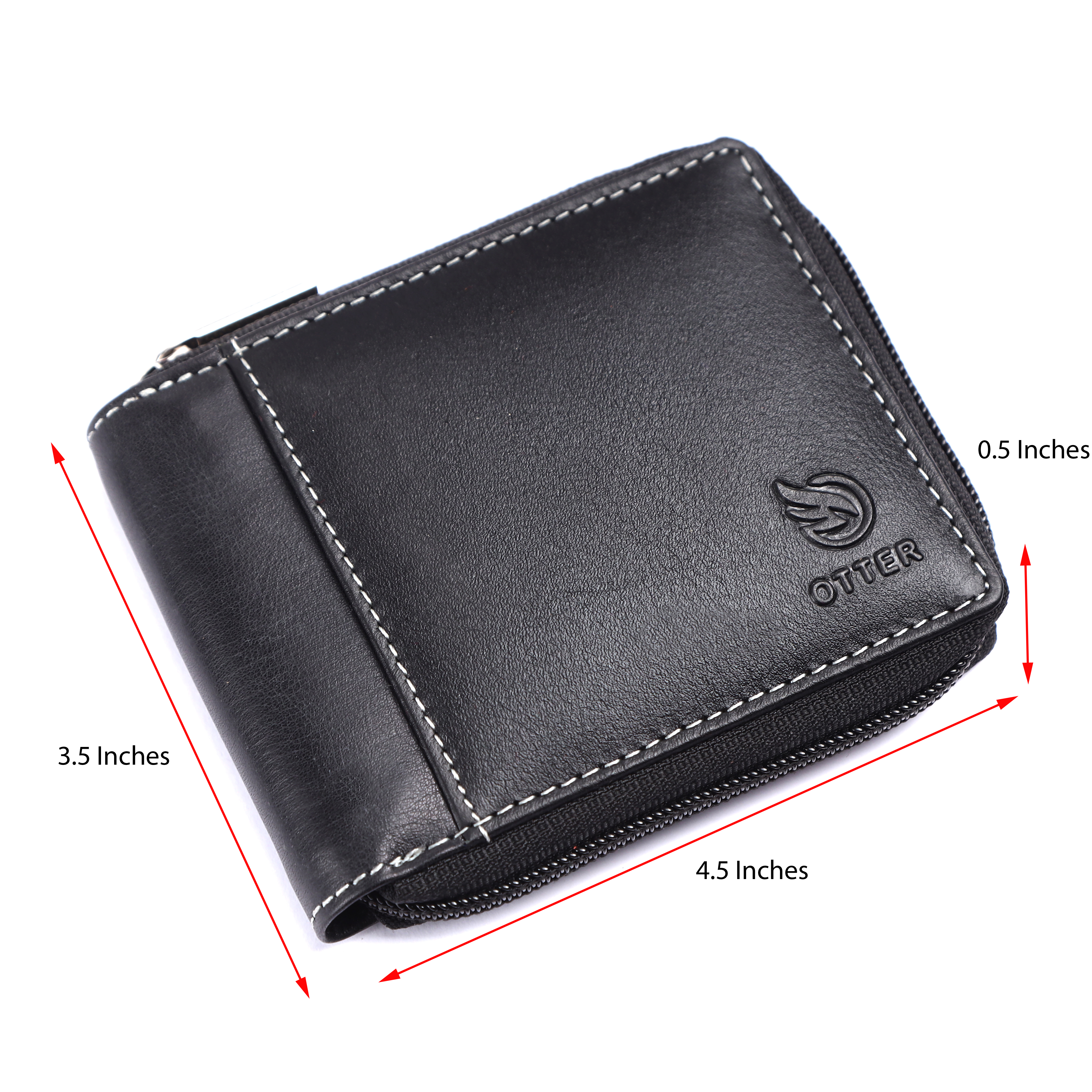 Otter Black Leather Wallet