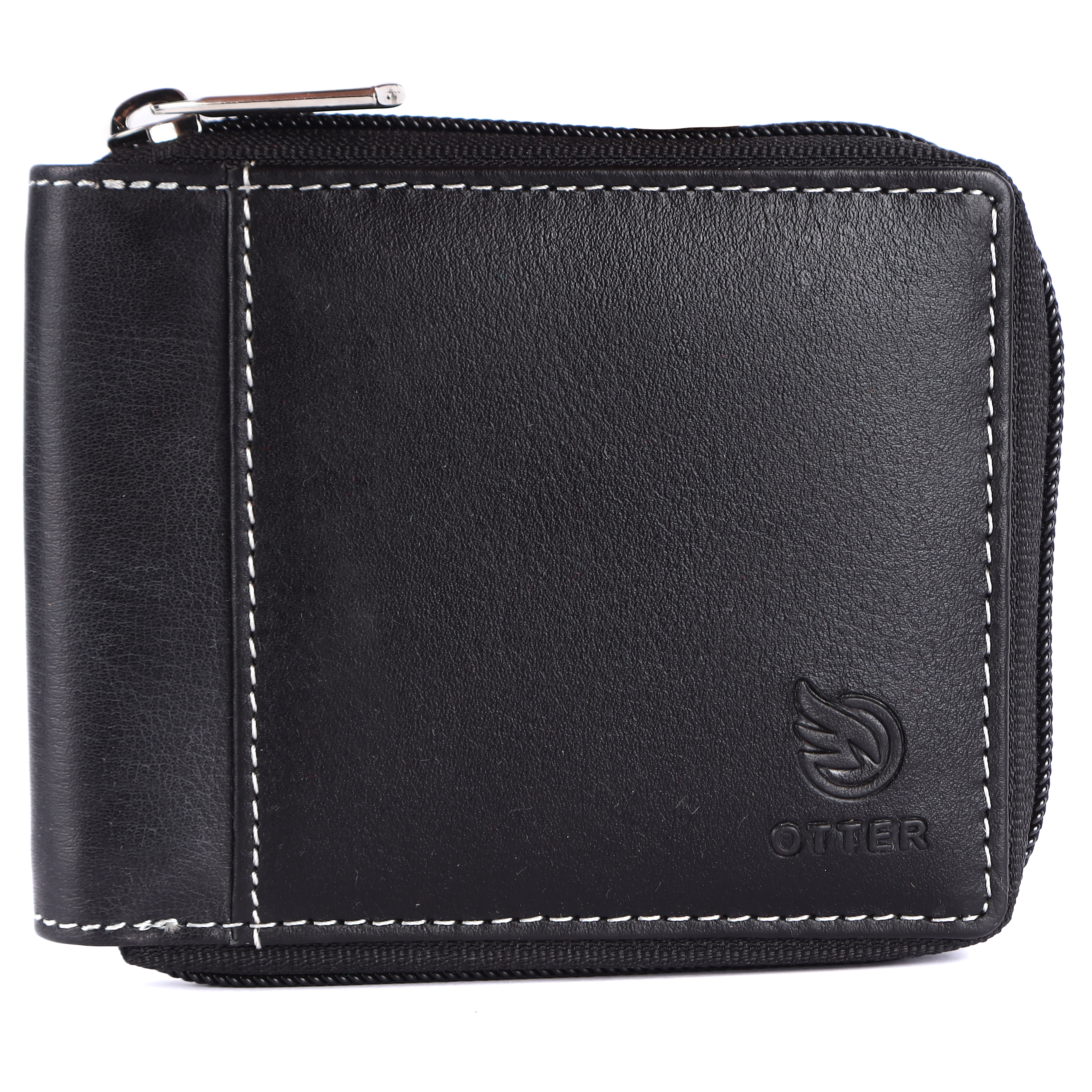 Otter Black Leather Wallet