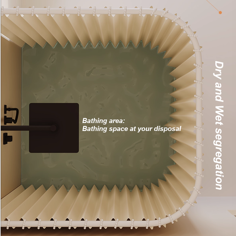 U-Shaped Magnetic Folding Shower Curtain Set - 230g/m² Thickened Faux Linen Waterproof Fabric - Drill-Free Installation