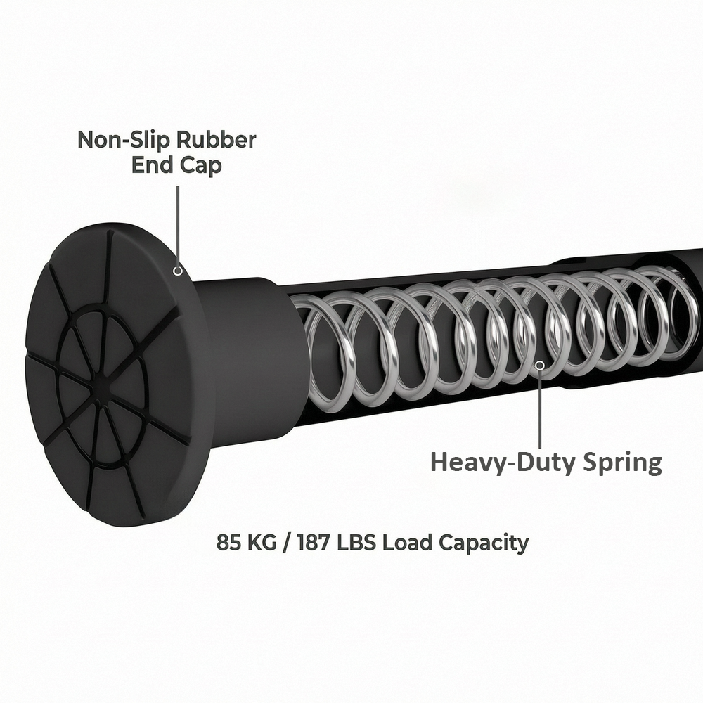 28-47" Ultra-Strong Steel Tension Rod - 187 lbs Max Load, 25mm Extra-Thick Adjustable Spring Rod - Rust-Resistant & No-Drill