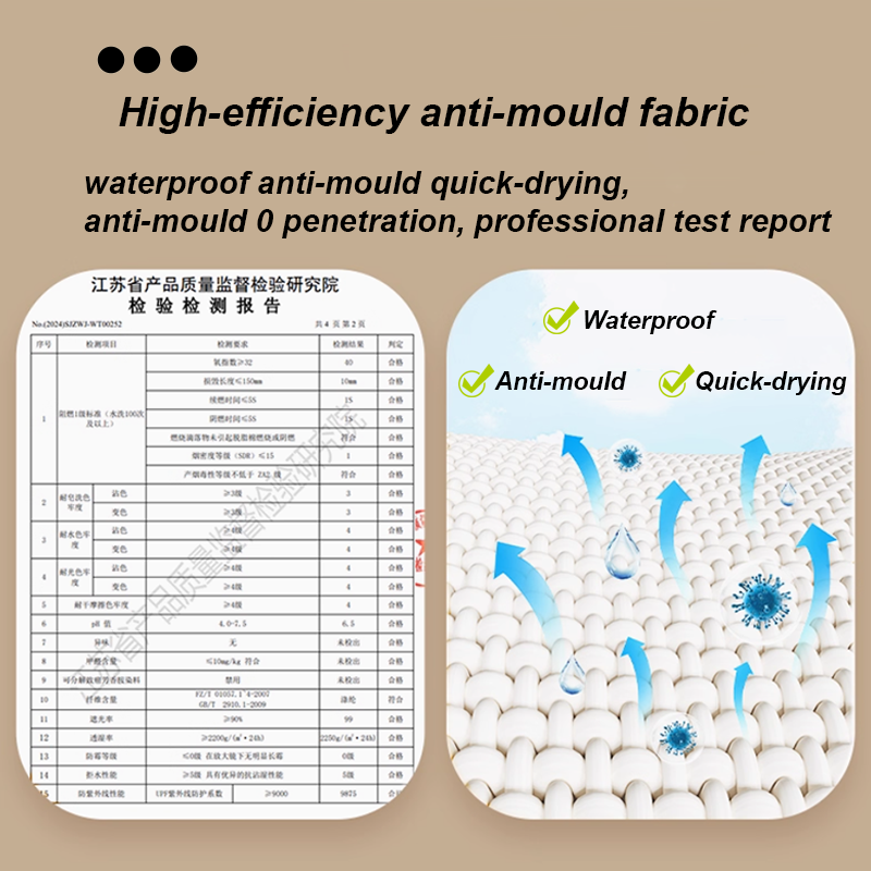 Heavy Duty Foldable Shower Curtain with Double-Sided Magnetic button, Windproof & Non-Stick, No-Drill Installation