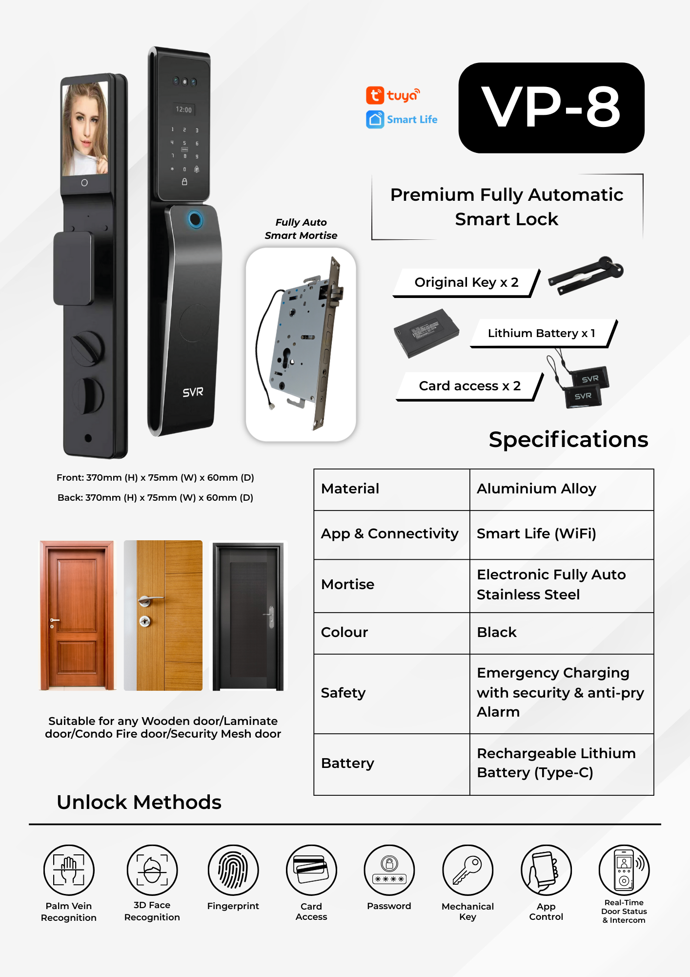 VP-8 Premium Fully Automatic Smart Lock