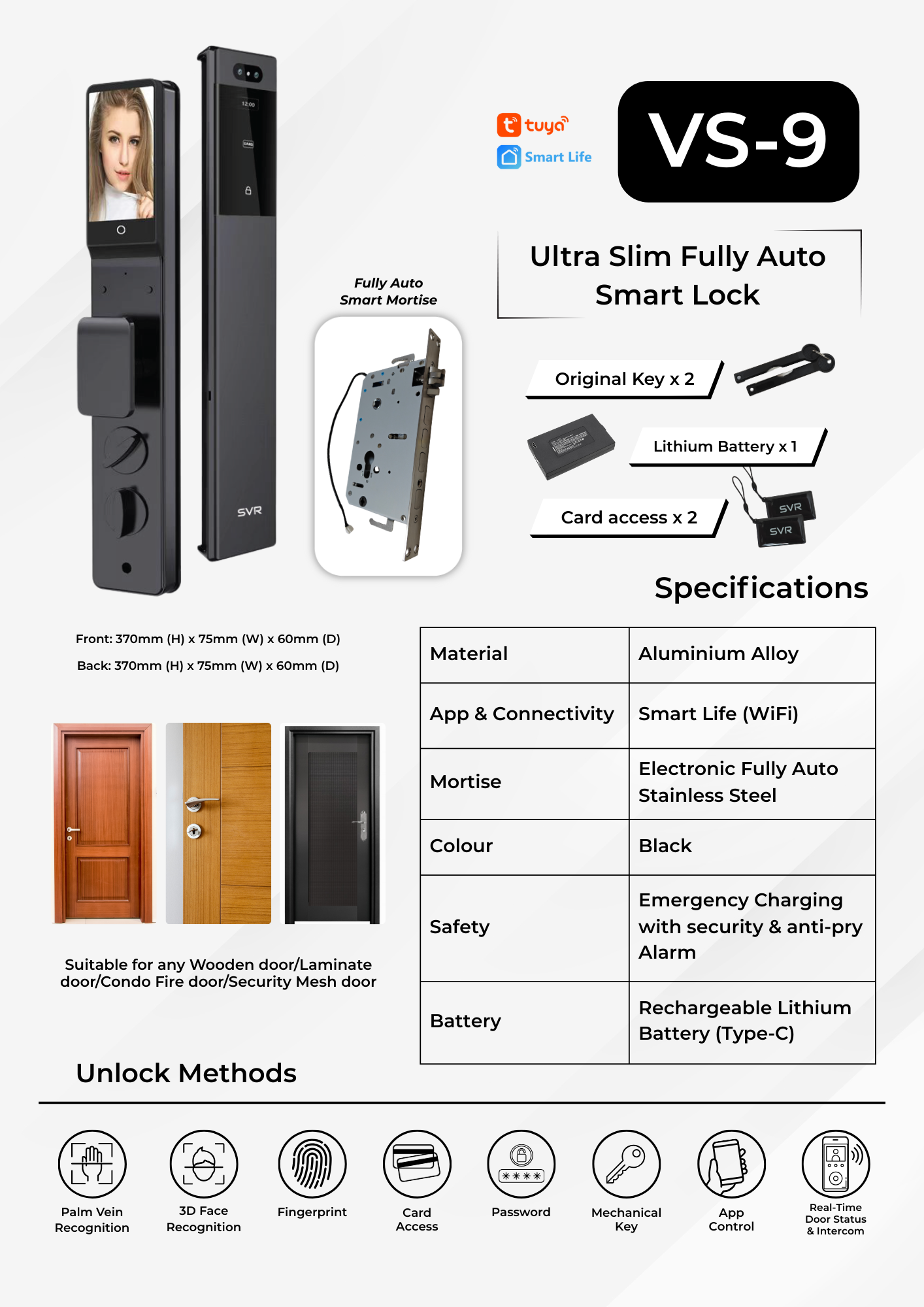 VS-7 Ultra Slim Fully Auto Smart Lock