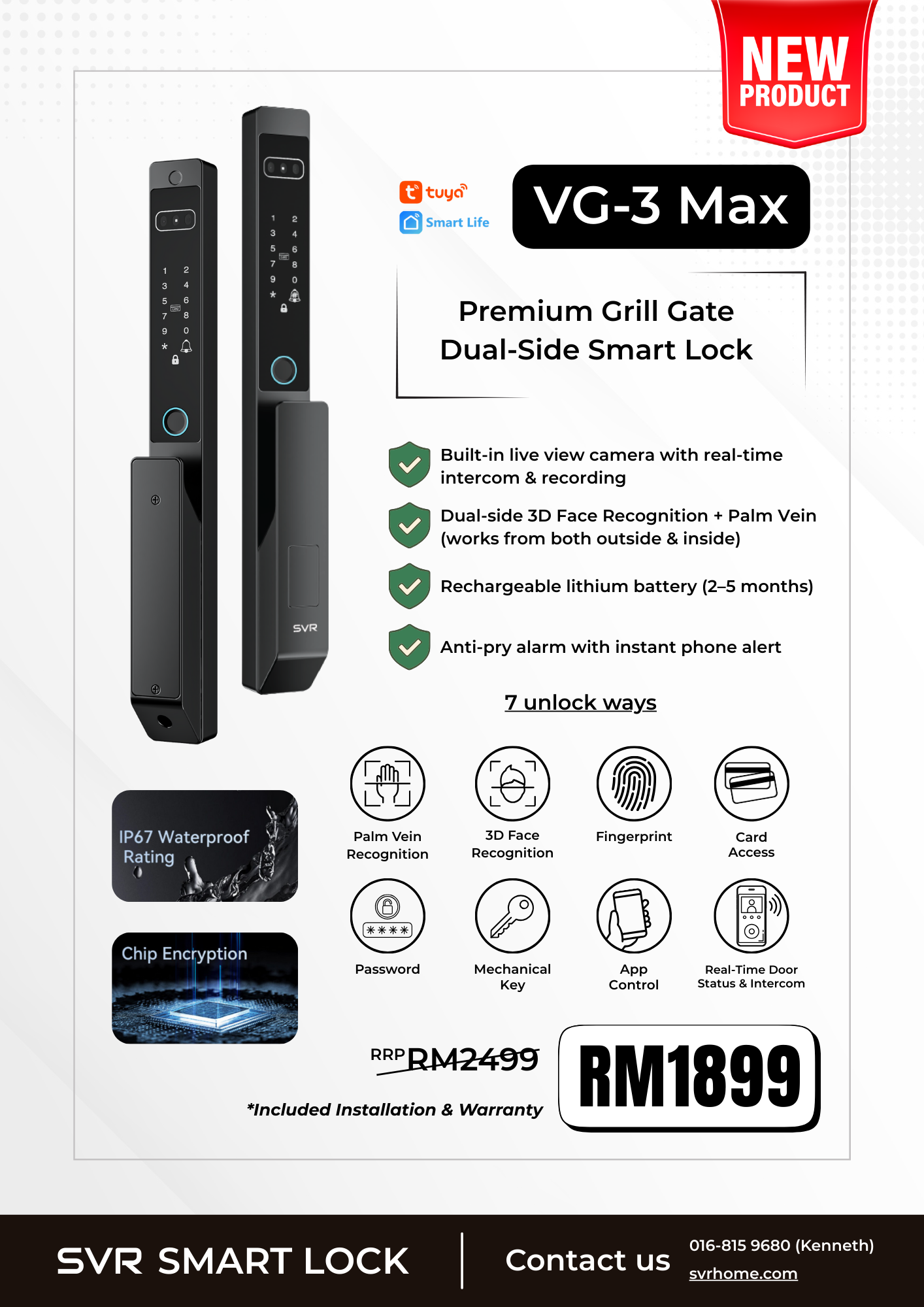 VG-3 Max Premium Grill Gate Dual-Side Smart Lock