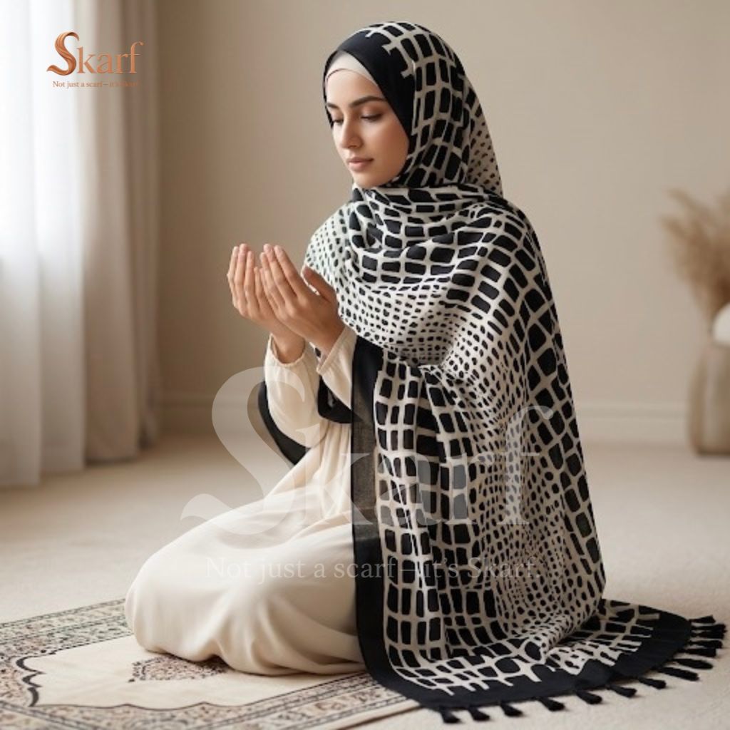 Premium Namaz Dupatta Geometric Design