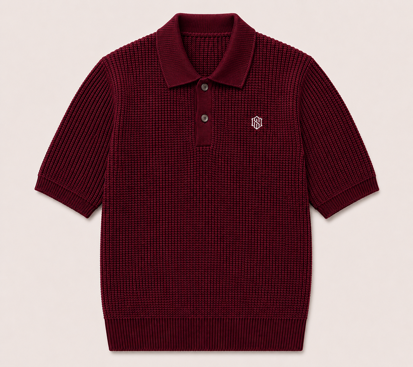 Maroon Waffle Knit Polo 