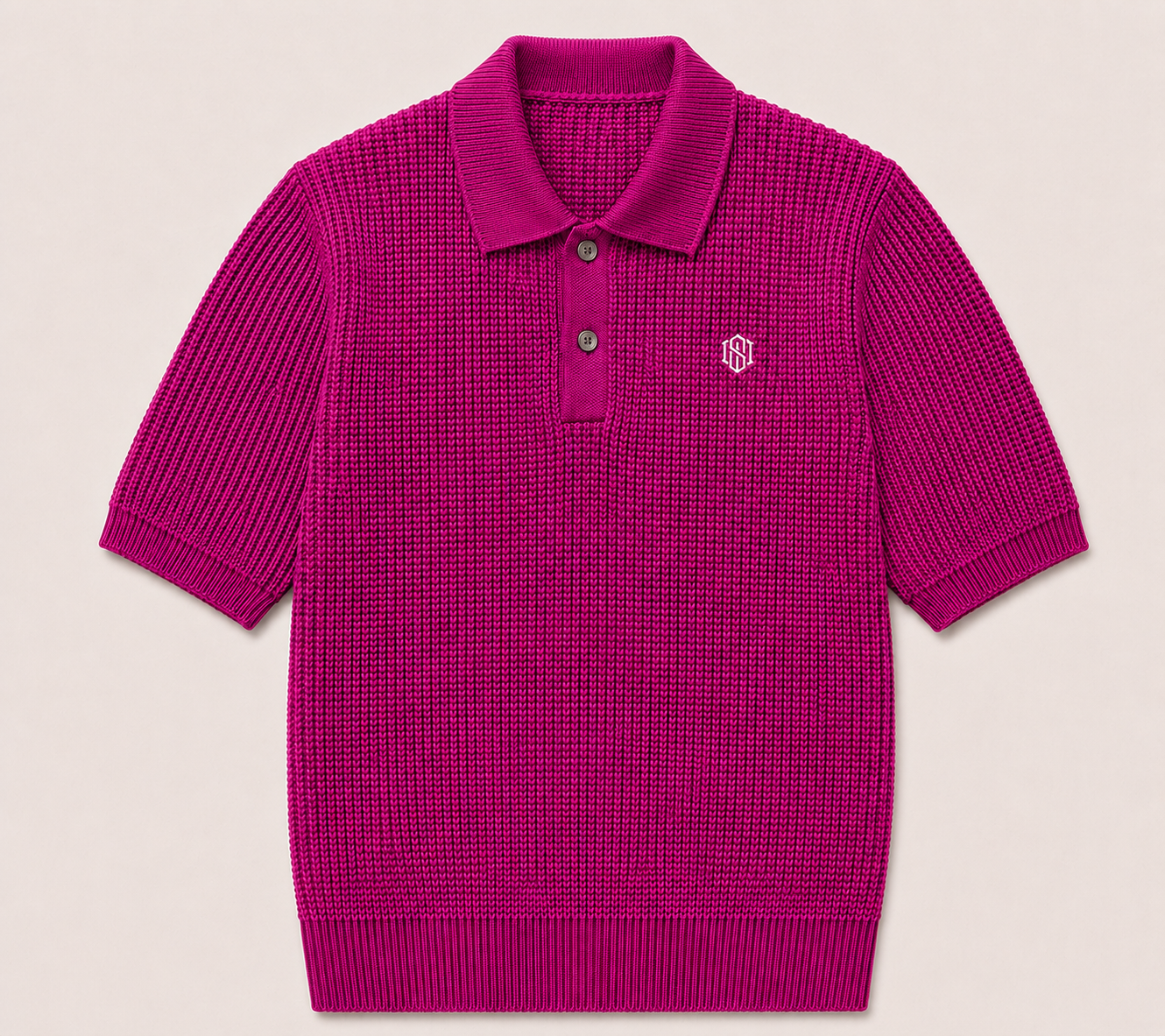 Magenta Waffle Knit Polo