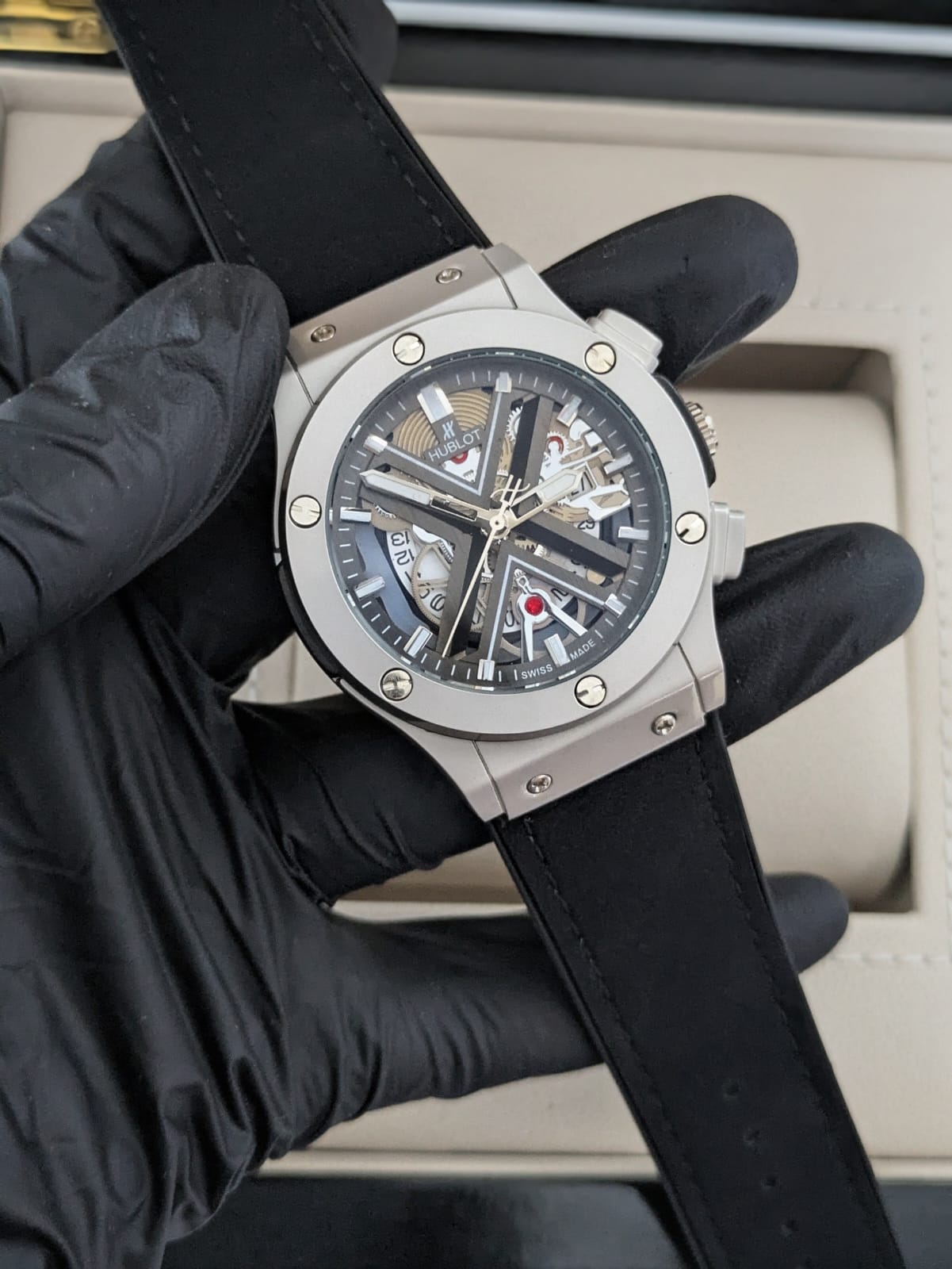 Hublot Skeleton Dial with Date - Silicon Strap & Master Lock