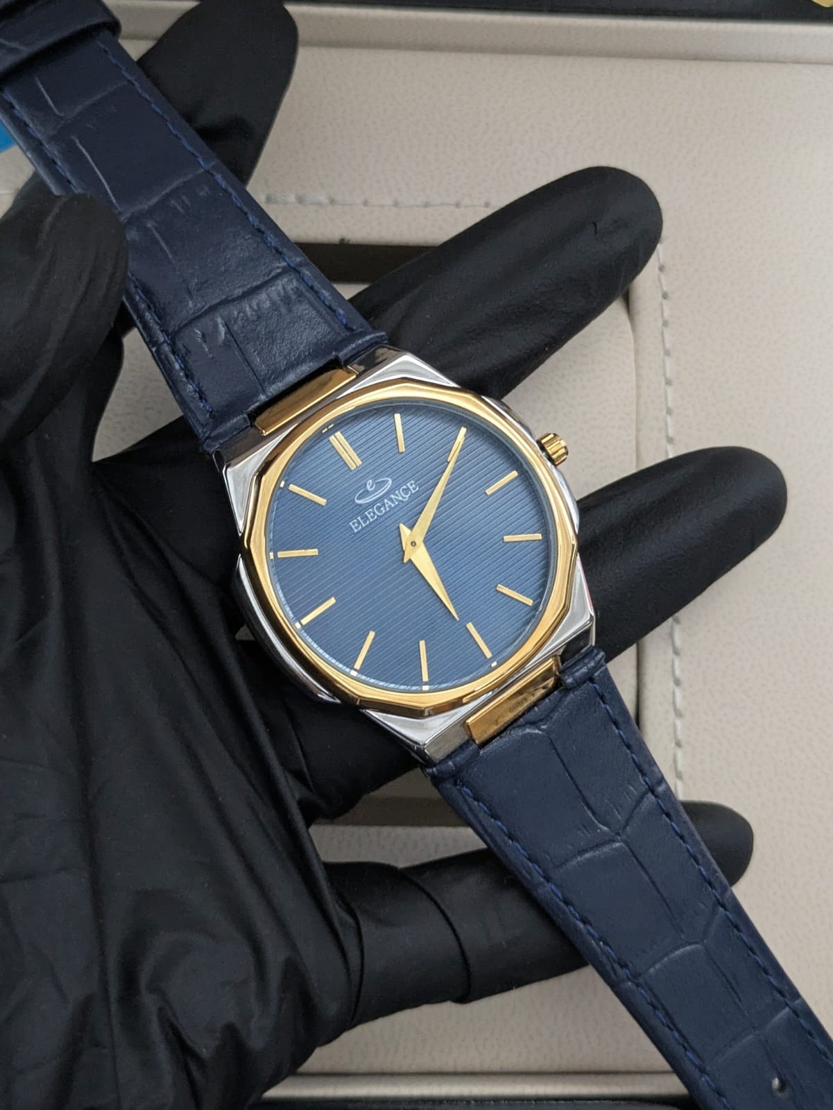 Elegance Original Men`s Leather Strap Watch with Master Lock