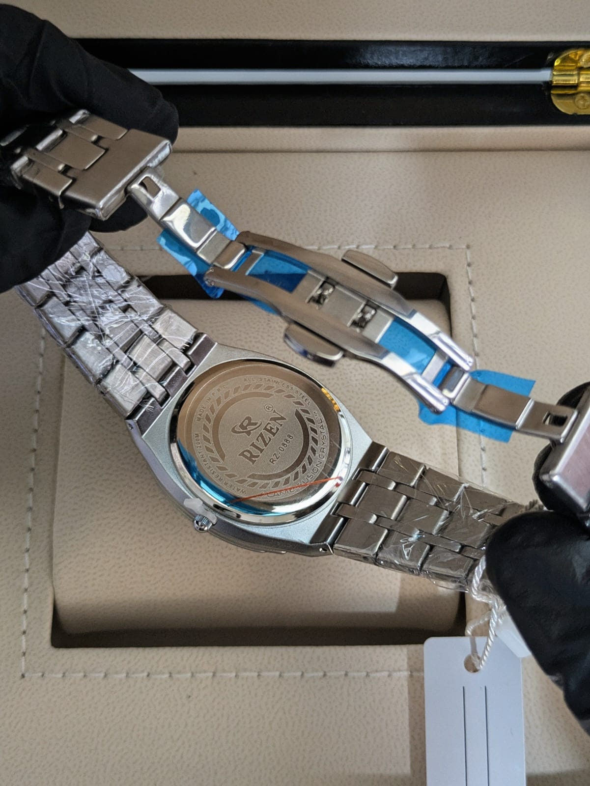 Rizen Original Men`s Stainless Steel Chain Watch with Master Lock