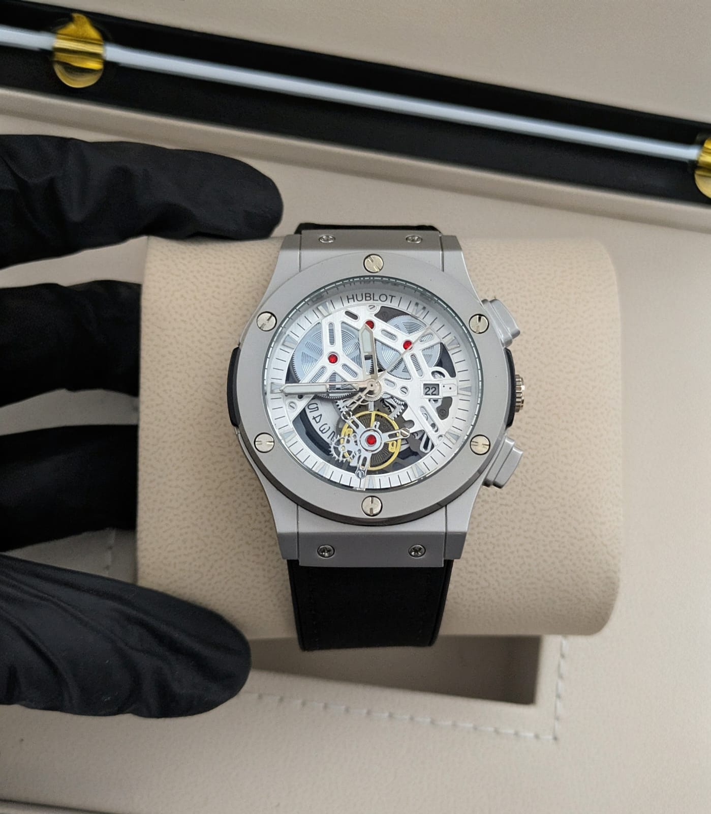 Hublot Skeleton Dial with Date - Silicon Strap & Master Lock