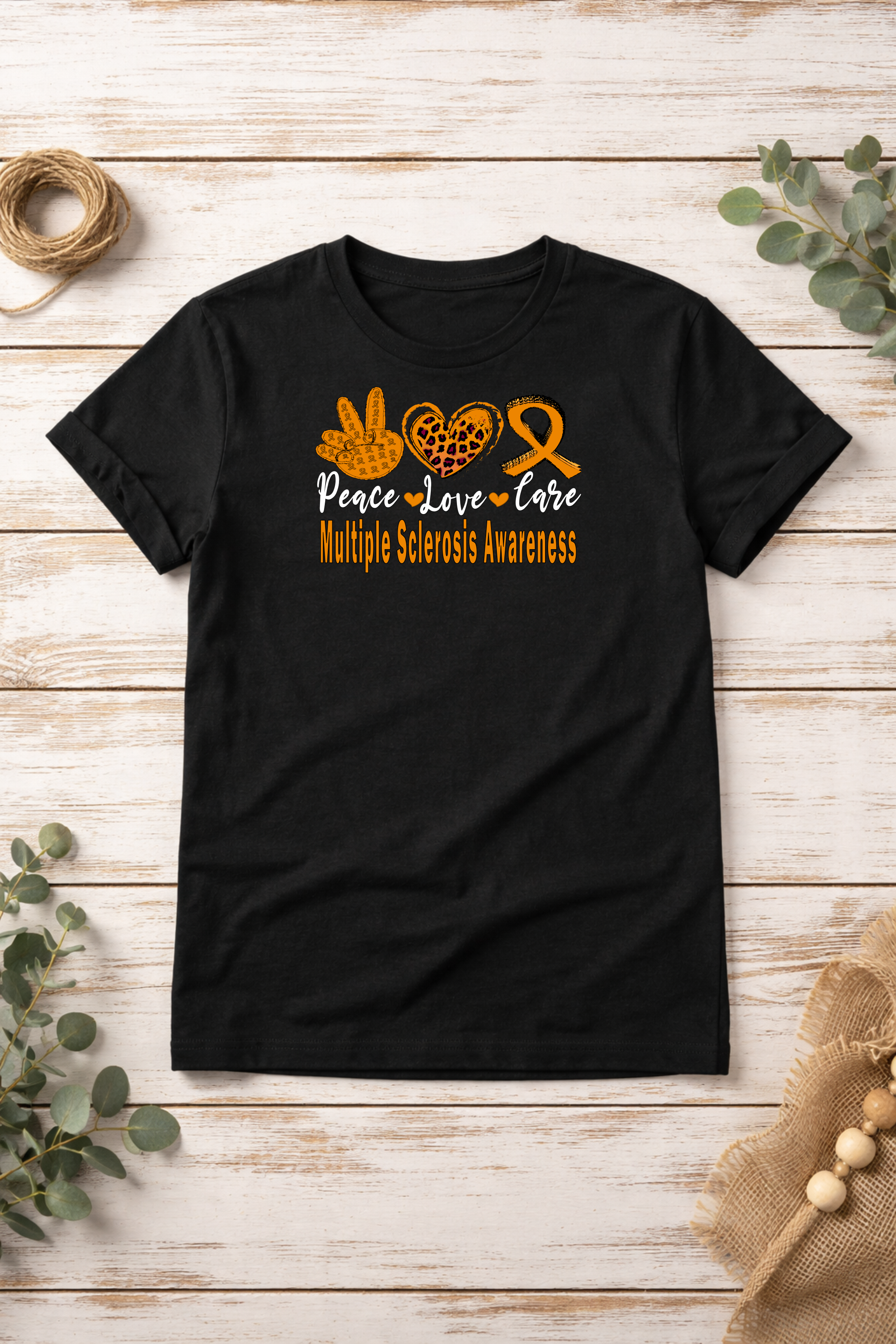 Multiple Sclerosis Awareness Peace Love Cure Graphic Tee