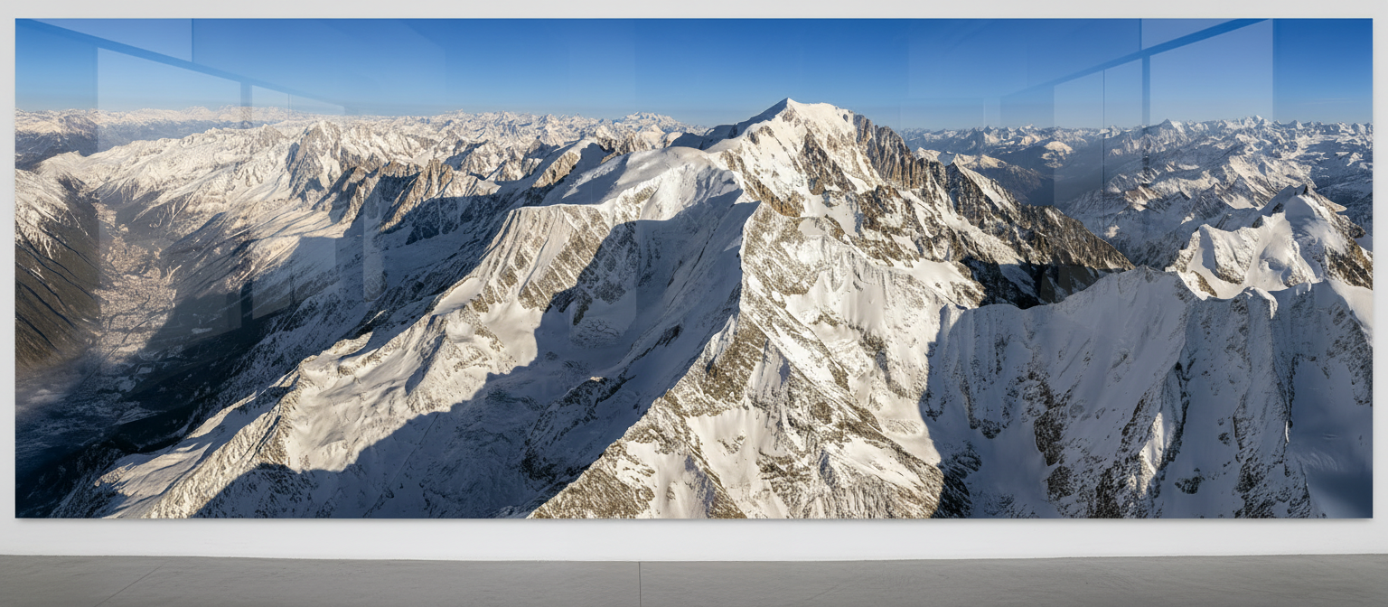 Panorama mural du Mont-Blanc  plexiglas 5 mm  100 x 34 cms
