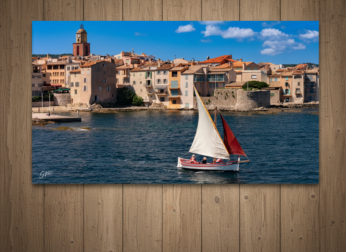 Affiche Voile Latine à Saint-Tropez signée Guillaume Voiturier