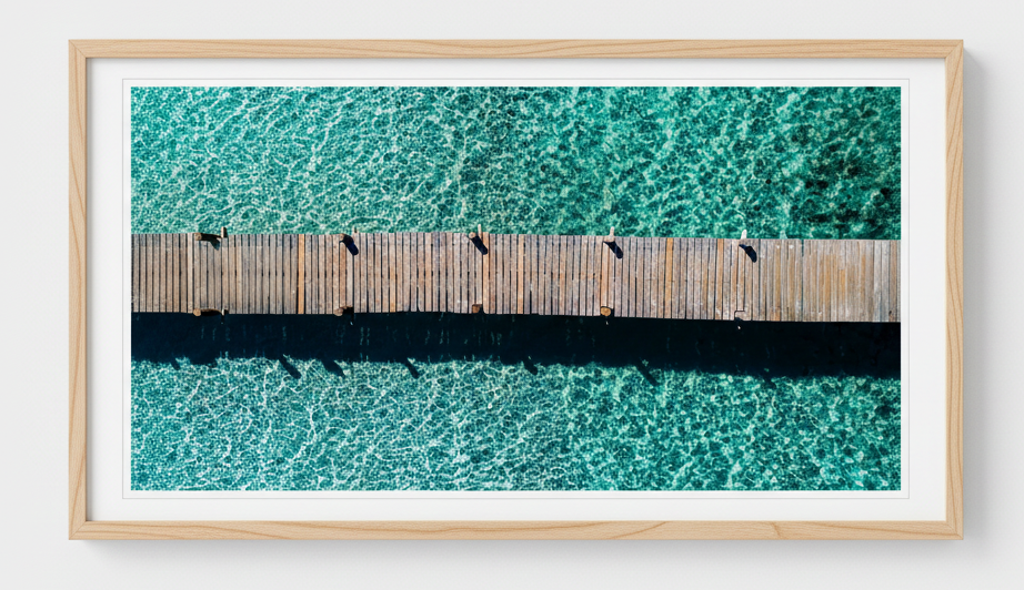 Tableau photo panoramique ponton méditerranée  100 x 50 cms