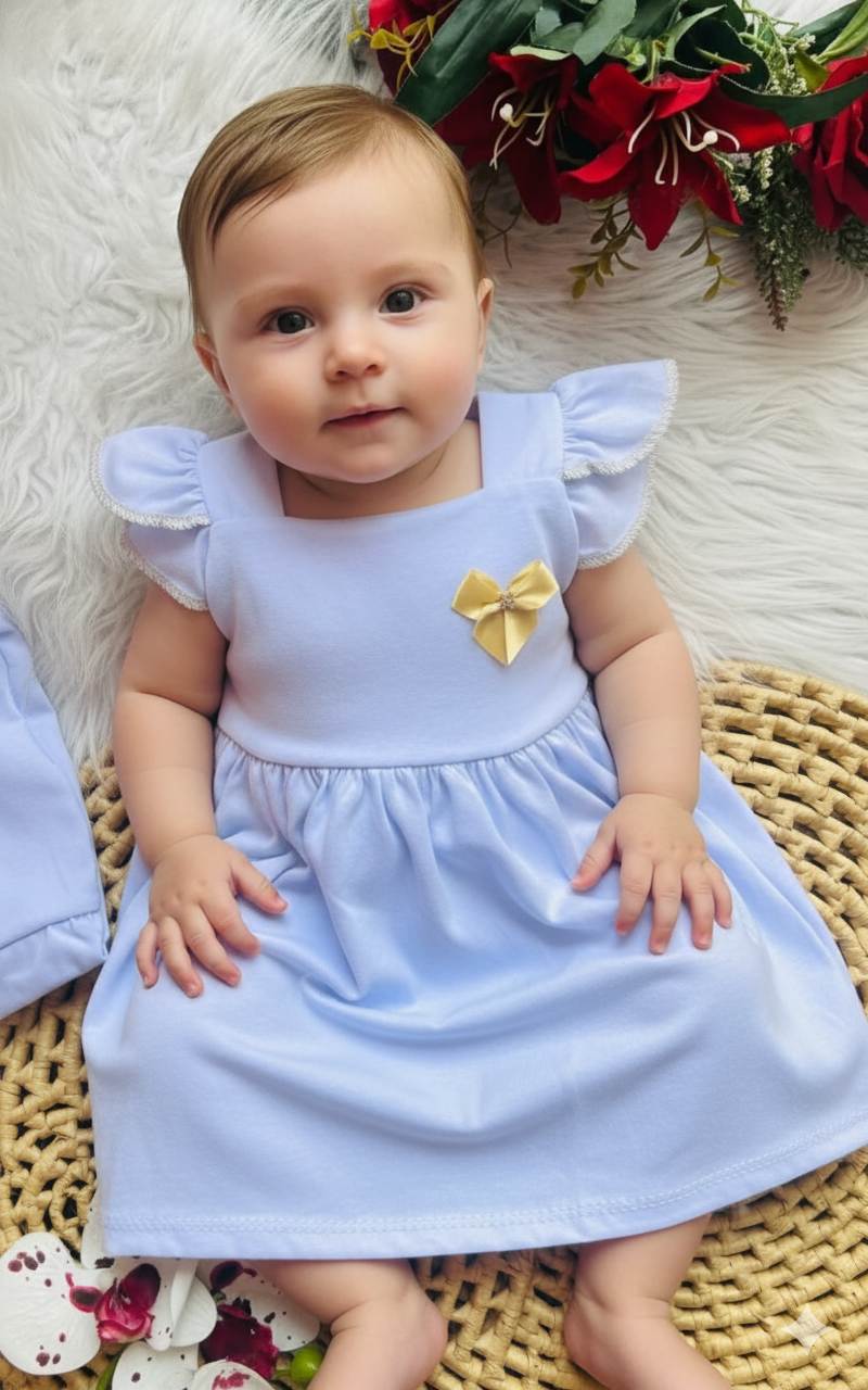 Vestido infantil branco com laço