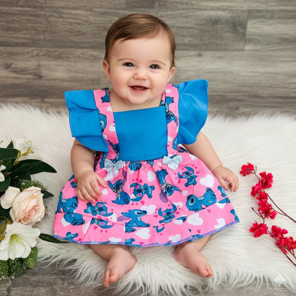 Vestido infantil Stitch