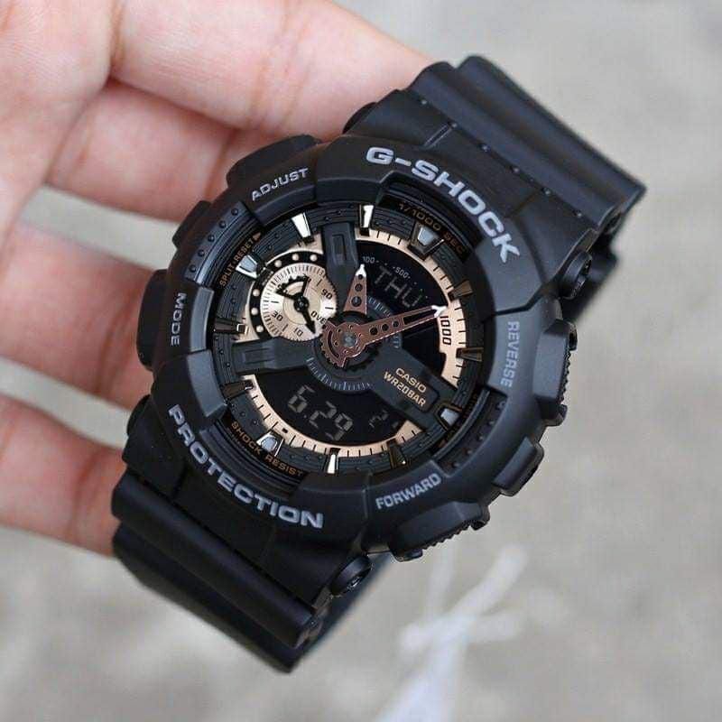 Casio G-Shock Matte Black & Rose Bronze Analog-Digital Watch (GA110RG-1A)