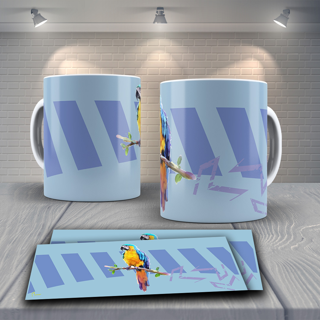 Caneca colorida com elefantes