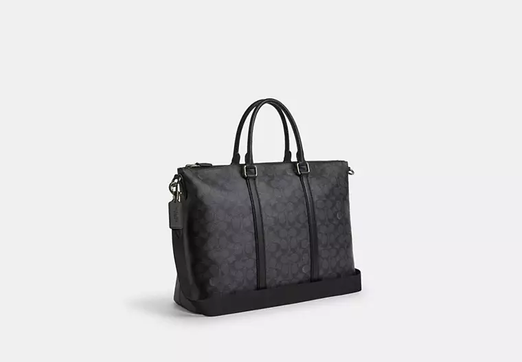 Coach Caleb Work Bag In Signature Canvas Colour Black
