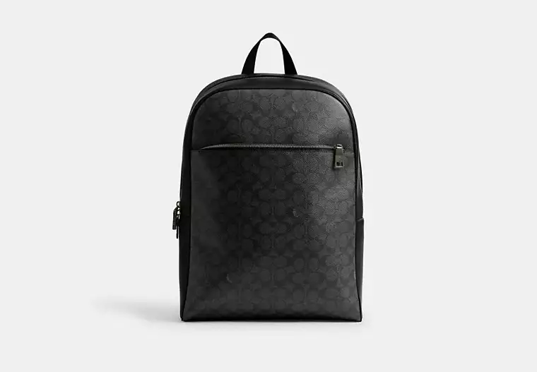 Coach Owen Backpack In Signature Canvas Colour Gunmetal Charcoal Black