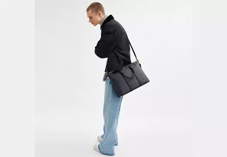 Coach Caleb Work Bag In Signature Canvas Colour Black