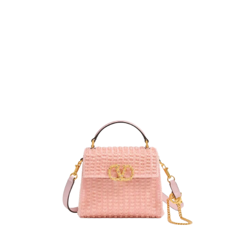 Valentino Garavani Mini Vsling Embroidered Handbag With Jewel Logo - 9TD - Vintage Rose/Water Rose