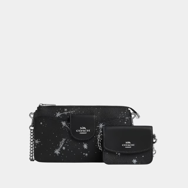 Coach Poppy Crossbody Bag with Star Print Colour Black Multi